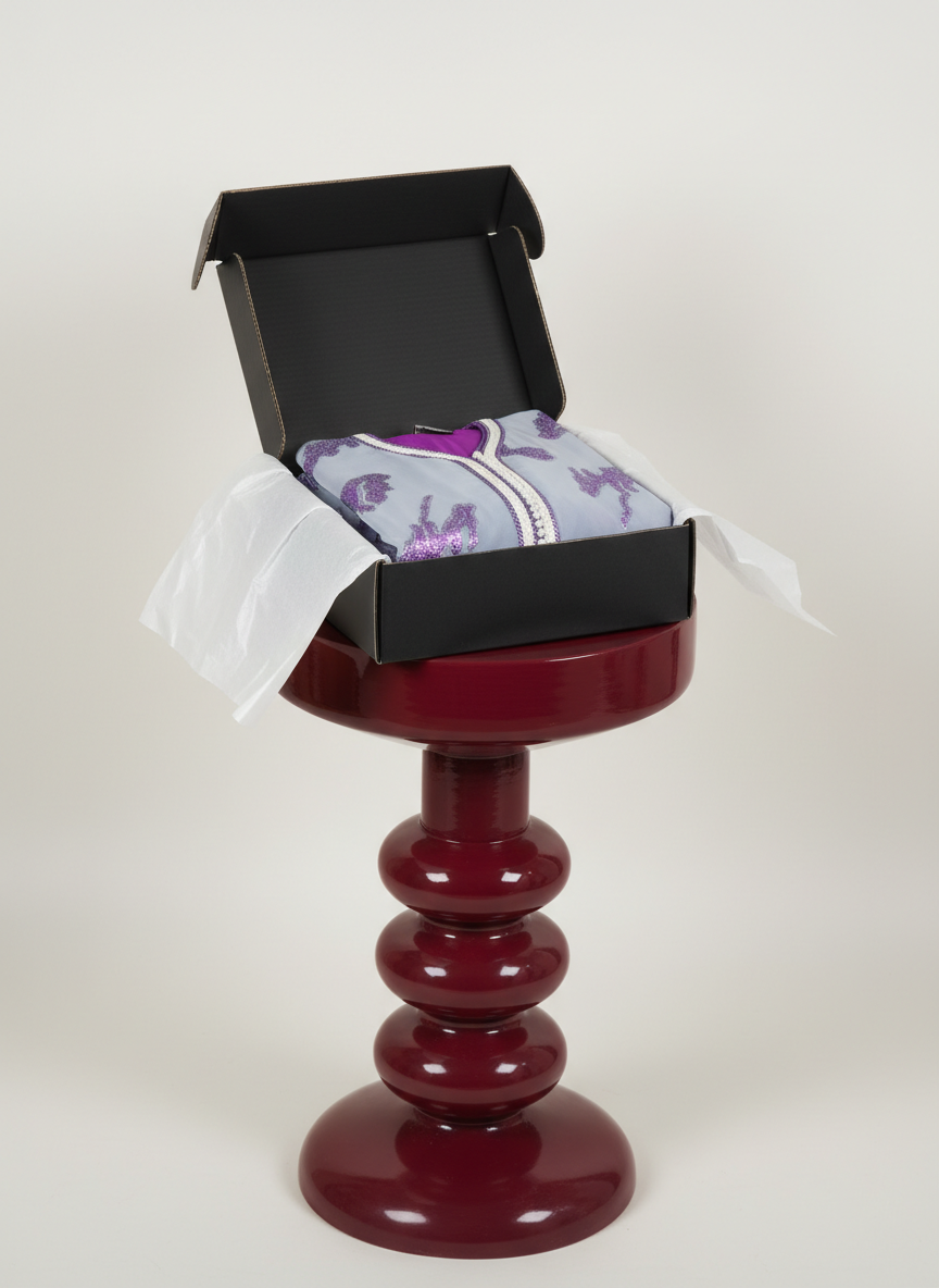 Takchita Marocaine Luxe Femme en Organza Brodé Violet & Bleu Clair | BZN Modest Fashion