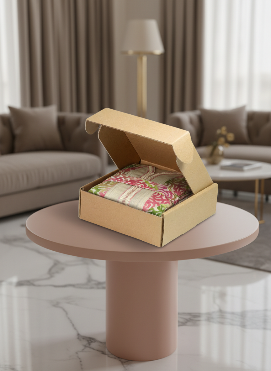 Caftan Marocain Luxe Femme Brocart Floral Rose & Vert | BZN Modest Fashion