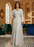 Takchita Marocaine Luxe Femme Dorée – Broderies Artisanales | BZN Modest Fashion